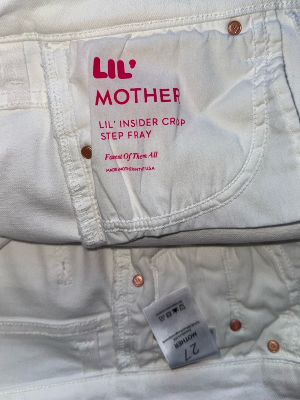 NWOT💕MOTHER LiL’ The Insider Crop Step Fray Jeans Size 27 - Picture 12 of 16